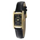 Target Women's Peugeot Gold-tone Black Dial Leather Strap Watch - Black