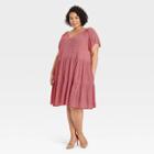 Women's Plus Size Short Sleeve Shift Dress - Knox Rose Red Polka Dot