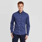 Men's Polka Dot Slim Fit Stretch Performance Long Sleeve Button-down Shirt - Goodfellow & Co Navy