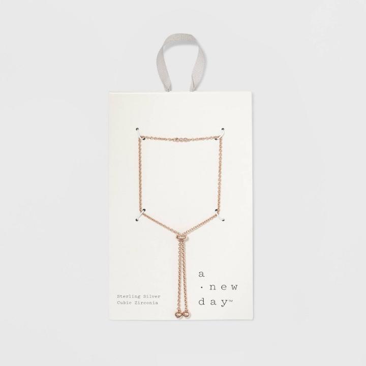Rose Gold Over Sterling Silver With Cubic Zirconia Adjustable Bracelet - A New Day Rose Gold