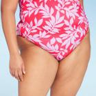 Women's Plus Size Full Coverage Bikini Bottom - All In Motion Red Floral