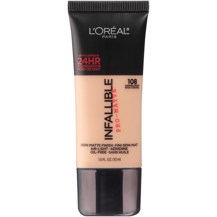 L'oreal Paris Infallible Pro-matte Foundation 108 Caramel Beige 1 Fl Oz, Caramel Beige
