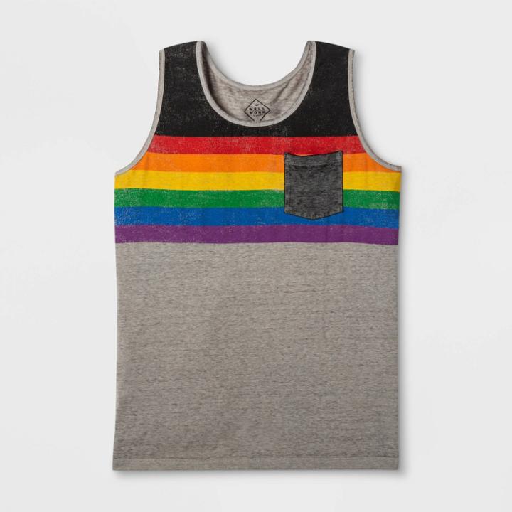 Well Worn Pride Gender Inclusive Adult Extended Size Rainbow Striped Tank Top - Gray 1xb, Adult Unisex