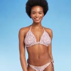 Juniors' Lace Edge Trim Triangle Bikini Top - Xhilaration Pink Floral D/dd Cup