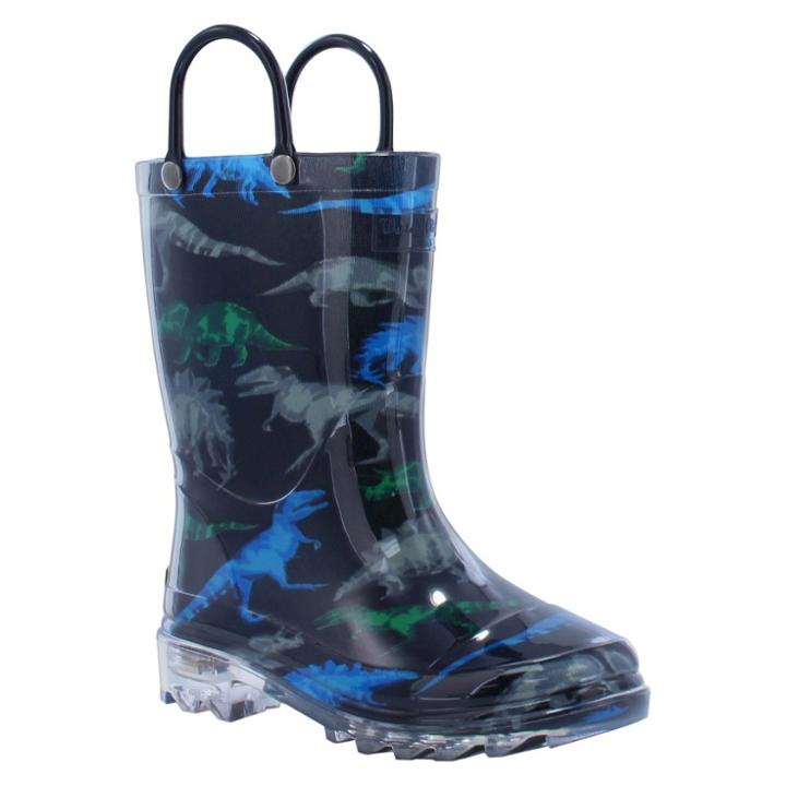 Western Chief Toddler Boys' Dinosaur Friends Lighted Rain Boots - Black