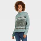 Women's Mock Turtleneck Fairisle Pullover Sweater - Knox Rose Blue