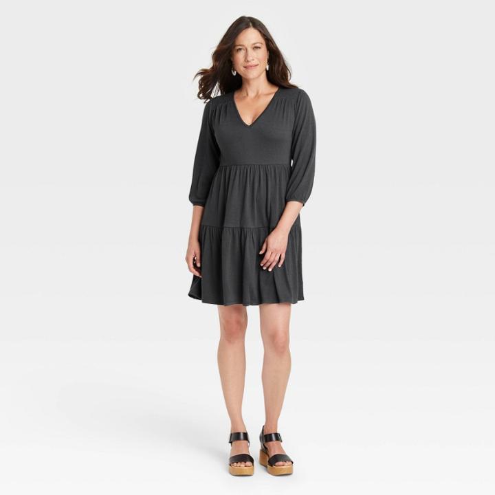 Women's 3/4 Sleeve Dress - Knox Rose Charcoal Gray