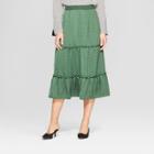 Women's Polka Dot Tiered Midi Skirt - Who What Wear Green