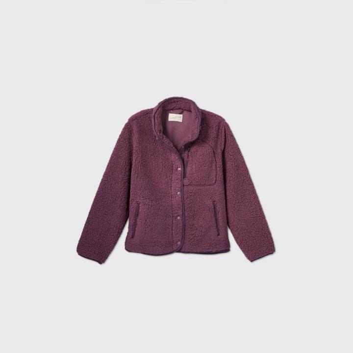 Women's Faux Fur Sherpa Jacket - Universal Thread Purple