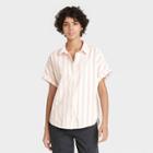 Women's Striped Dolman Short Sleeve Button-down Shirt - Universal Thread Coral