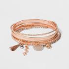 Target Five Piece Mixed Bracelet With Tassel Charms , Stone And Rhinestone Chain Bracelet - Rose Gold