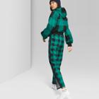 Women's Plaid Snap Track Pants - Wild Fable Green