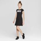 Girls' Short Sleeve Graphic Knit Dress - Art Class Black