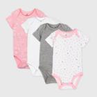 Honest Baby Girls' 4pk Love Dot Organic Cotton Short Sleeve Bodysuit - Pink Newborn