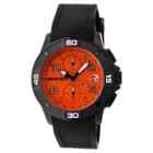 Men's Breed Raylan Full-function Chronograph Contour Silicone Strap Watch-black/orange, Black Orange