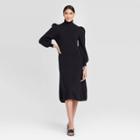 Women's Puff Long Sleeve High Neck Sweater Dress - Who What Wear Black