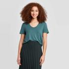 Women's Short Sleeve Scoop Neck T-shirt - A New Day Teal Xs, Women's, Blue