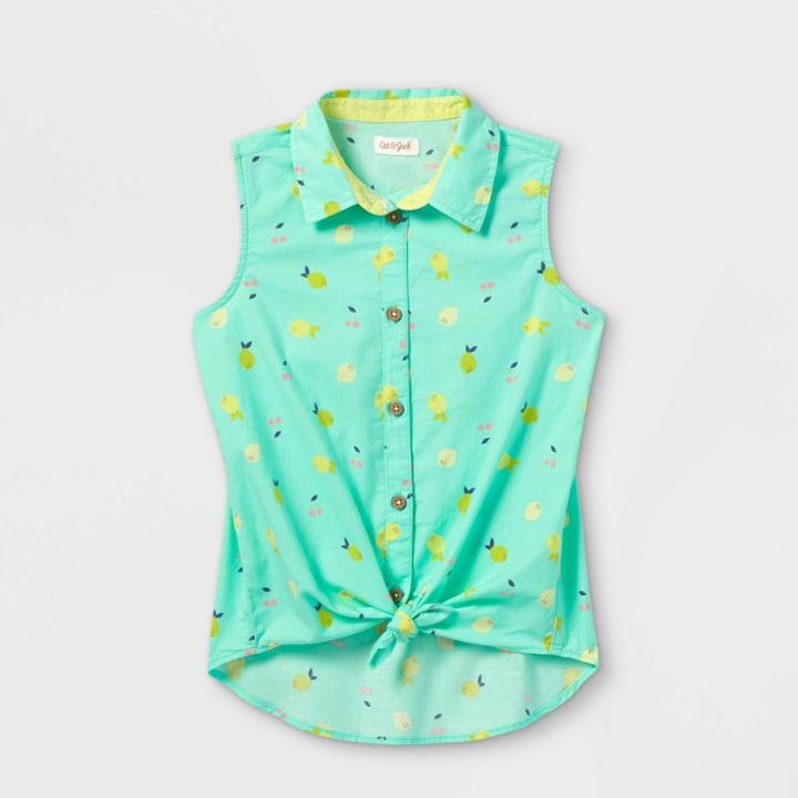 Girls' Sleeveless Button-down Shirt - Cat & Jack