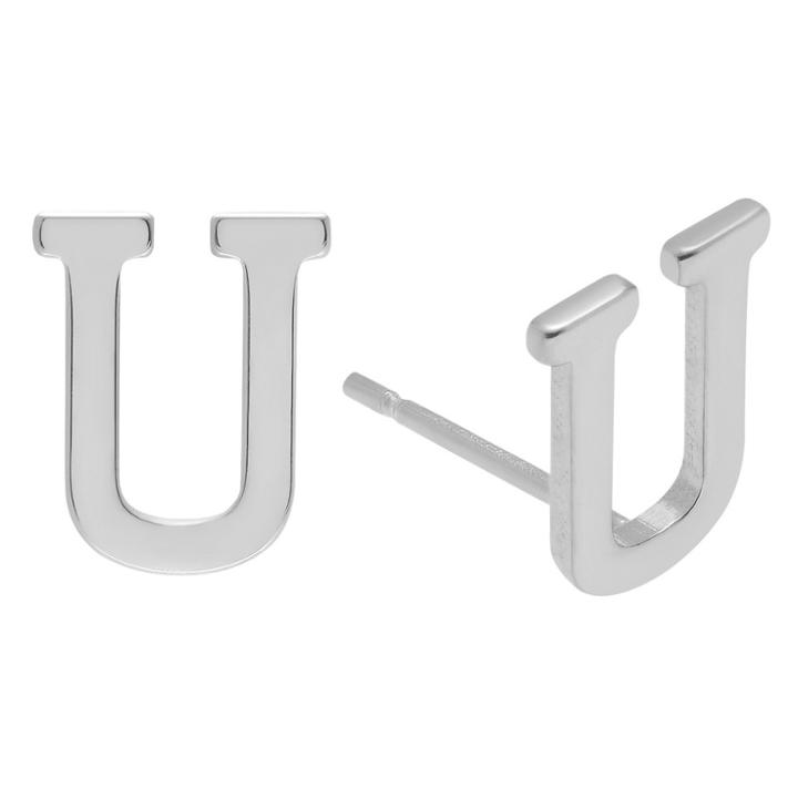 Women's Journee Collection Initial Stud Earrings In Sterling Silver - Silver, U, Silver