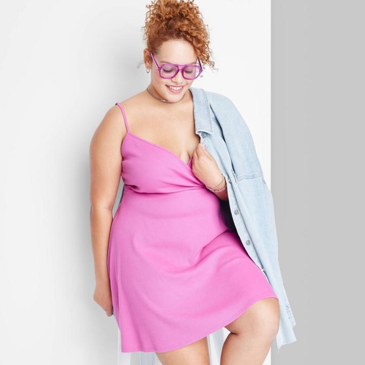 Women's Plus Size Sleeveless Knit Skater Dress - Wild Fable Magenta