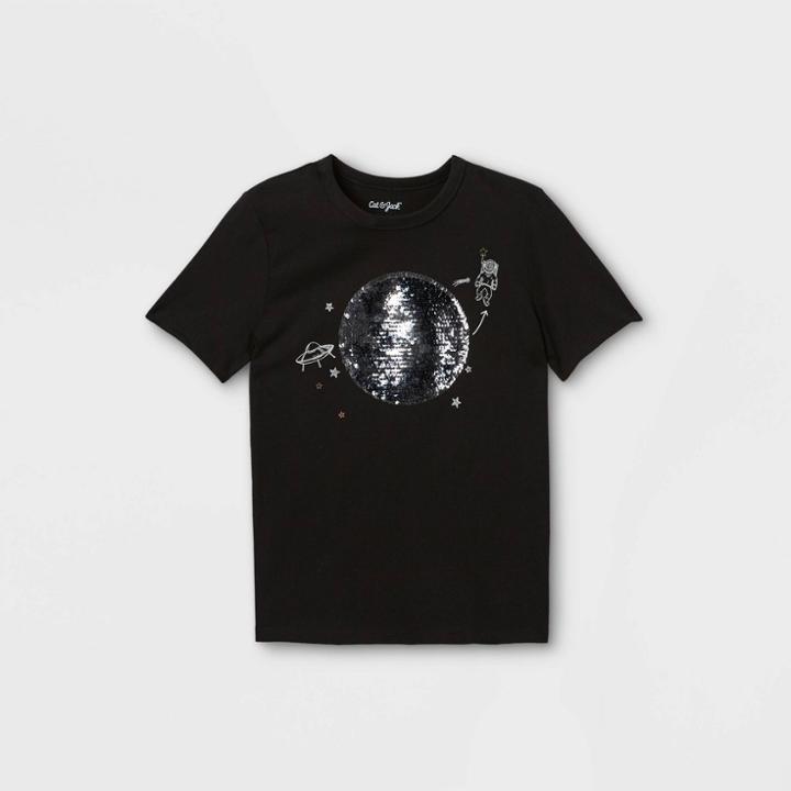 Boys' Short Sleeve Moon Phases Interactive Graphic T- Shirt - Cat & Jack Black