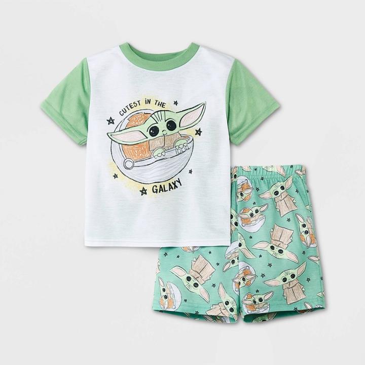 Toddler Boys' 2pc Star Wars Baby Yoda Top And Shorts Pajama