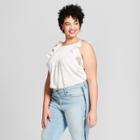 Women's Plus Size Ruffle Tank - Universal Thread White