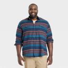 Men's Big & Tall Midweight Flannel Button-down Shirt - Goodfellow & Co Navy Blue