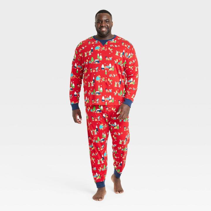 Men's Big & Tall Holiday Gnomes Print Matching Family Pajama Set - Wondershop Red