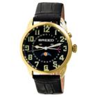 Men's Breed Alton Crocodile-embossed Leather Strap Watch With Moon Phase-gold/black