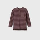 Toddler Boys' Long Sleeve Double Knit Striped T-shirt - Cat & Jack Burgundy