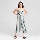 Women's Striped Tie Jumpsuit - Xhilaration Green Stripe