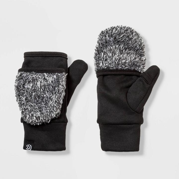 Girls' Faux Sherpa Fingerless Flip Mittens - C9 Champion Black 4-7, Girl's, Gray Black