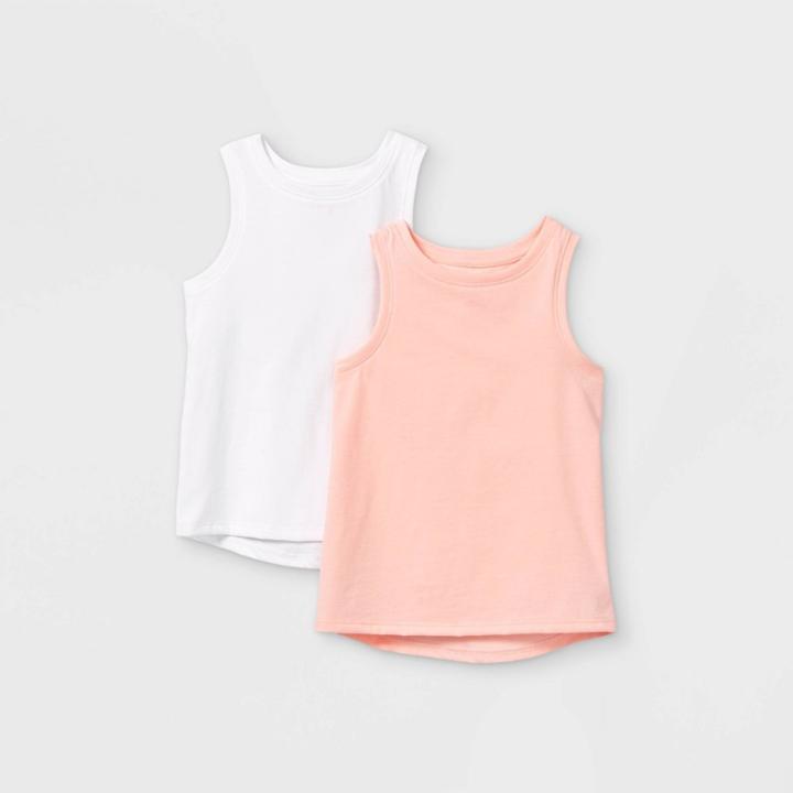 Toddler Girls' 2pk Tank Top - Cat & Jack White/pink