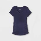 Maternity Short Sleeve Scoop Neck Side Shirred T-shirt - Isabel Maternity By Ingrid & Isabel Navy