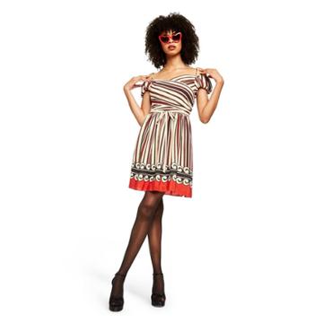Women's Striped Off The Shoulder Silk Mini Dress - Anna Sui For Target Cream/orange S, Women's, Size: Small, White Orange