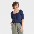 Women's Puff Short Sleeve Square Neck Top - Knox Rose Navy