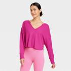 Women's Waffle Long Sleeve Top - Joylab Magenta