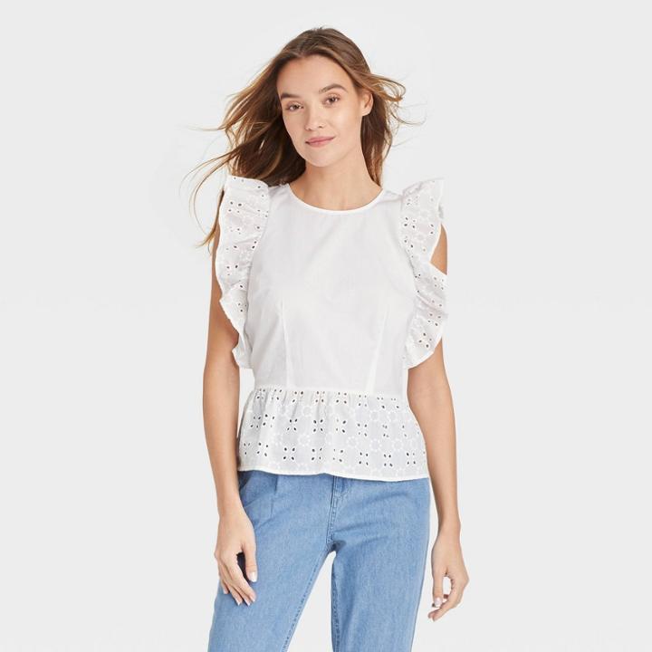 Women's Eyelet Tank Top - Who What Wear White