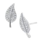 Target Sterling Silver Cubic Zirconia Leaf Stud Earring - Silver/clear, Girl's