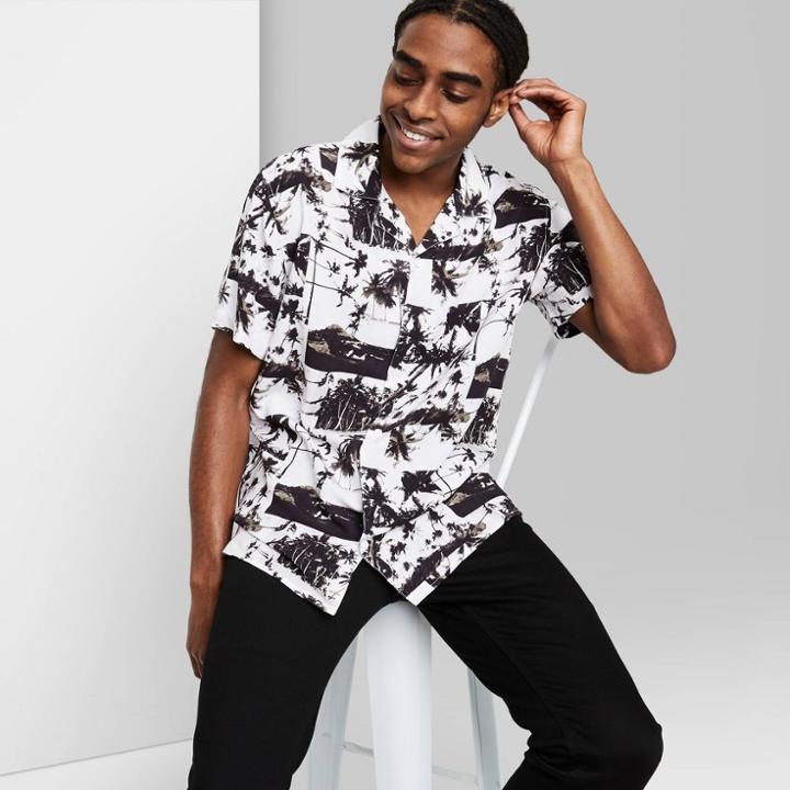 Men's Short Sleeve Button-down Shirt - Original Use Black