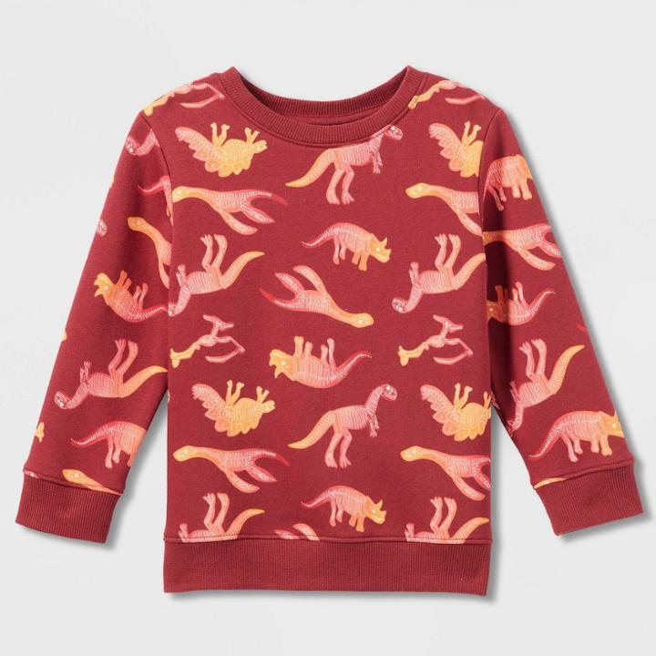 Toddler Boys' Fleece Crewneck Pullover Sweatshirt - Cat & Jack Maroon