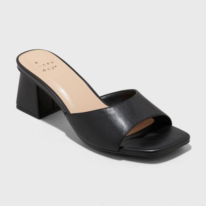 Women's Harlow Mule Heels - A New Day Black