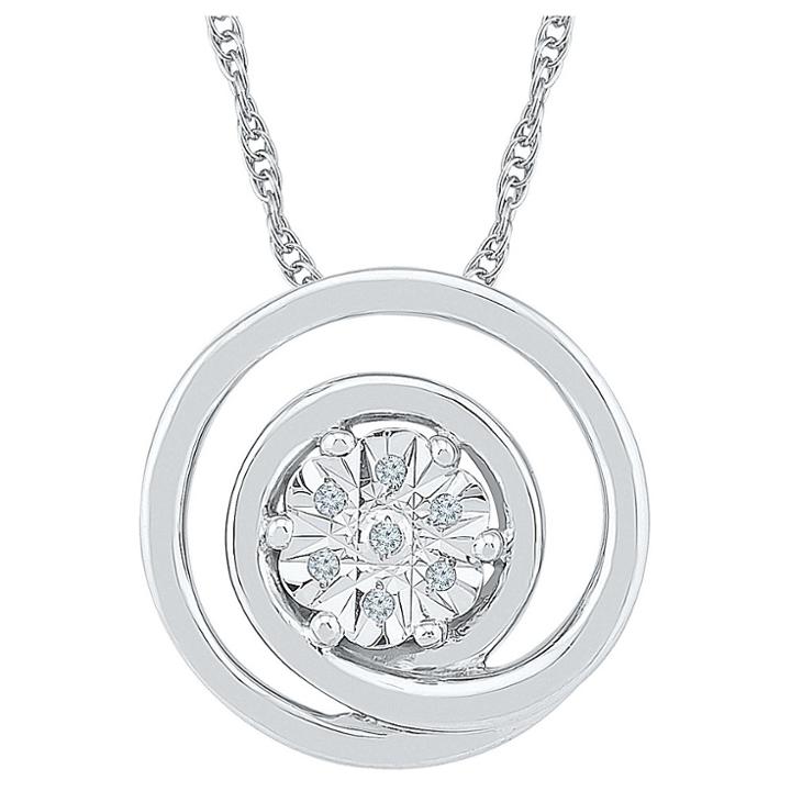 Distributed By Target Diamond Accent Round White Diamond Circle Pendant In Sterling Silver (i-j,i2-i3), Women's