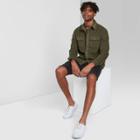 Men's Long Sleeve Button-up Textured Shirt Jacket - Original Use Olive Green