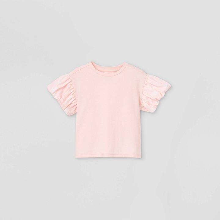 Toddler Girls' Floral Short Sleeve T-shirt - Art Class Pink