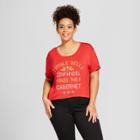 Women's Plus Size Short Sleeve Jingle Bells Holiday Graphic T-shirt - Fifth Sun (juniors') Red