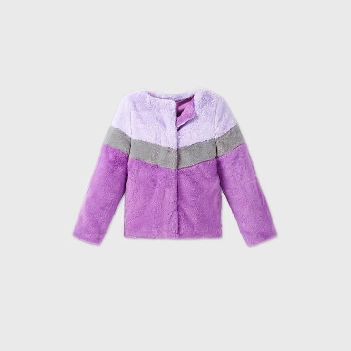 Girls' Chevron Pieced Faux Fur Jacket - Cat & Jack Purple
