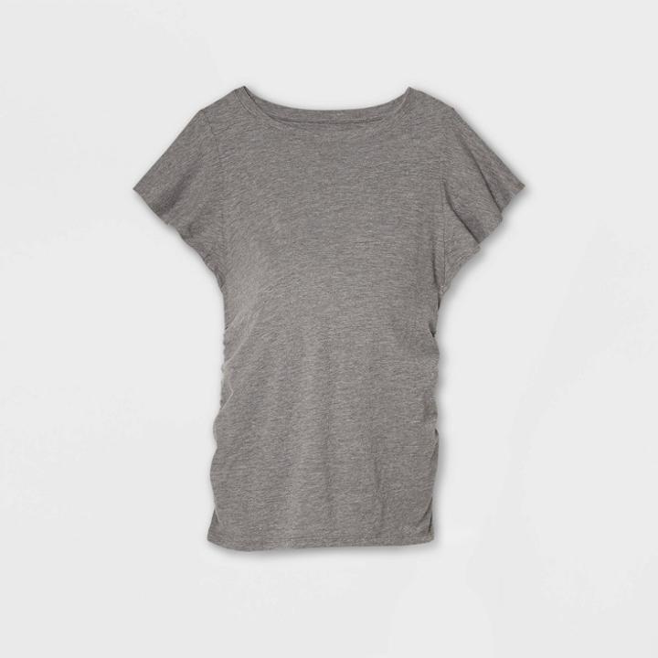 Maternity Flutter Short Sleeve Knit Top - Isabel Maternity By Ingrid & Isabel Dark Gray
