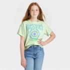 Girls' Boxy Cropped Short Sleeve Graphic T-shirt - Art Class Light Green